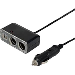 TURBOCAR - Caricatore accendisigari - Multipresa accendisigari - Con doppia porta USB e 2 porte 12V + 2 porte USB 5V 1000mA - Lunghezza: 1,25m - Permette di ricaricare più dispositivi