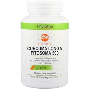 Laboratori Bio Line Bio Line - Curcuma e Piperina 120 Capsule Vegetali, Integratore Alimentare con Fitosoma Meriva, 500mg Curcumina per Capsula, Integratori Alimentari Made in Italy