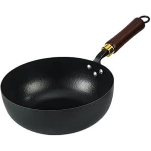 QuivyLivy Padella wok tradizionale giapponese in ghisa per piani cottura a induzione con ritenzione del calore e finitura martellata (24 cm)