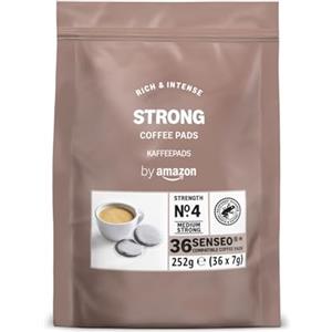 by Amazon Cialde caffè 100% Arabica, solo per macchine Senseo (non compatibili con sistemi E.S.E./macchine espresso), tostatura scura, confezione da 36 pezzi, Certificato Rainforest Alliance