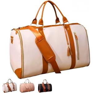 Generic Borsa portabiti da viaggio - Grande borsone convertibile con ruote, borsa porta abiti, ideale per viaggi nel fine settimana, Beige, Basic
