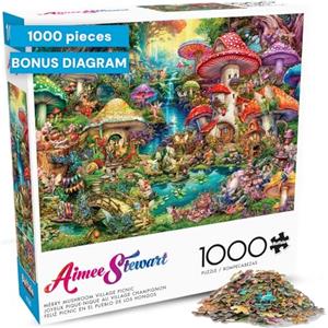Buffalo Games Aimee Stewart Merry Village Picnic Puzzle da 1000 pezzi, impegnativo, perfetto per serate di gioco, 68 x 50 cm