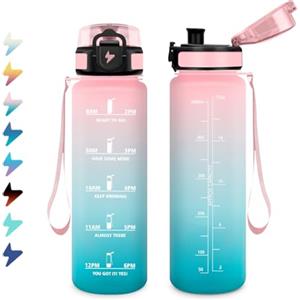 KollyKolla Borraccia Bambina 500ml, Borraccia Motivazionale con Filtro, a Prova di Perdite, Leggera e Facile da Tenere, Bottiglia Acqua Sportiva con Indicatore del Tempo, Bottiglia per Bambini, Campeggio