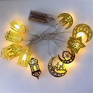 FANSI LED Muslim Ramadan Lichterkette, eid Ramadan Laternen Lichterkette,LED Lichter Leuchten Fünfzackiger Stern Marokkanische Kugel Laternen Hauptde Dekoration Für Festival, Party (G)