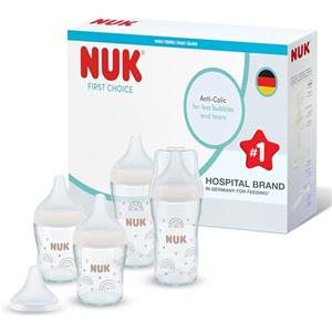 NUK Perfect Match Biberon | 0-3+ mesi | 120 ml & 230 ml | Biberon anti-coliche | Vetro | Indicatore di controllo della temperatura | Arcobaleno | Confezione da 4