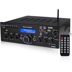 Pyle Amplificatore Audio Stereo Bluetooth Wireless per Casa, Amplificatore Multicanale 200 Watt, Ricevitore Audio con HDMI, USB/SD, AUX, RCA, Radio FM