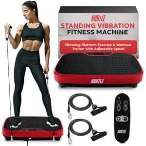 Hurtle Pedana Vibrante Dimagrante, Vibration Plate per Tonificazione e Brucia Grassi, Piastra Vibrante con Bande di Resistenza, Ruote, Telecomando e Velocità Regolabile, Allenamento Completo Casa