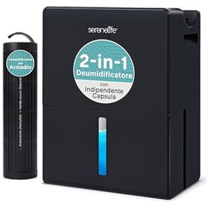 SereneLife Deumidificatore 2-in-1 Silenzioso, 2,5 L Serbatoio, Controllo Umidità Intelligente per Deumidificatore Casa, Camera, Bagno, Cantina e Armadio