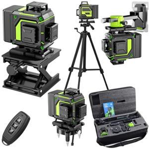 Pdgrid Livello Laser Cantiere Autolivellante 360° x 4, Lazer Livelli 4D 16 Linee Laser con treppiede, Autolivellante e Modalità Pulsata Esterna, 2 x Batteria, Livellamento Automatico, Supporto Rotante