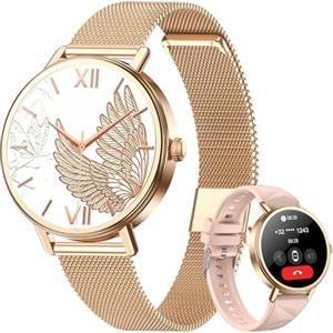 Blackview Smartwatch Donna, Effettua e Rispondi alle Chiamate, Orologio Smartwatch Fitness con 1.26' HD 112+ Sportive/SpO2/Monitoraggio del Sonno/Cardiofrequenzimetro per Android IOS
