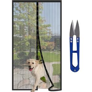 HW CASA Zanzariera Magnetica 120x220 con 34 Potenti Magneti e 2 Blocchi di Peso, Porta Si Chiude da Sola, Tenda per Impedire Ingresso di Mosche e Zanzare, Facile da Installare