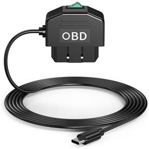 Joskeijky Dash Cam OBD Hardwire Set Kit Dash Camera USB Tipo C Hardwire Kit con di alimentazione OBD per Dashcam 12-24V a 5V/3A