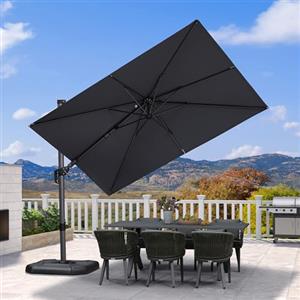 PURPLE LEAF Ombrellone da Giardino 3 x 2 m con Base a Croce, Ombrelloni da Esterno Tela Protezione UV 50+ con Inclinazione Bidirezionale di 55° e Rotazione di 360°, Grigio chiaro