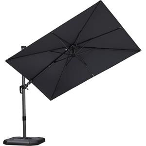 PURPLE LEAF Ombrellone da Giardino 3 x 2 m con Base a Croce, Ombrelloni da Esterno Tela Protezione UV 50+ con Inclinabile Bidirezionale di 55°, Rotazione di 360° e 5 Posizioni Regolabili, Grigio