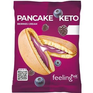 Feeling Ok Pancake Keto con Crema ai Frutti di Bosco - 50 g, Ricco di Proteine e a Basso Contenuto di Carboidrati