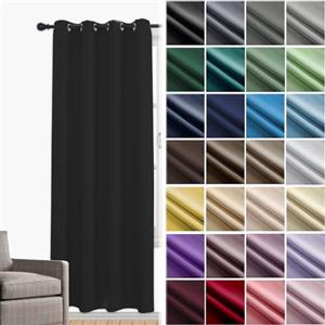 JRUI Tende Camera da Letto Tenda Oscurante 1 Pannelli con Anelli Tende Termiche Tende Per Camera da Letto Tende Coprenti Tende Fonoassorbenti 180 x 90cm (LxA) Nero