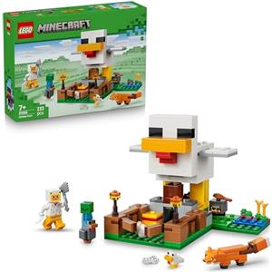 LEGO Minecraft Fattoria di Galline - Giocattolo da Costruire con Minifigure di un Fan della Gallina, Mob di un Baby Zombie e di una Volpe - Regalo per Gamer, Bambini e Bambine da 7 Anni in su - 21585