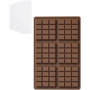 TOZBLEU 1 pezzi Cioccolatini Stampo Silicone, Stampo per Barretta di Cioccolato 6 Cioccolato in Cavità Facili da Sformare per Fatti in Casa Praline, Caramelle, Decorazione di Torte,Con raschietto