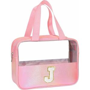 Coolgaga Beauty Case da Viaggio Trasparente, Trousse Trucchi Donna, Borsa da Toilette in PU-PVC, Borse da Viaggio Impermeabile, Borsa Cosmetici Regalo Compleanno Natale Ideale per Donne Ragazze Amic Rosa J