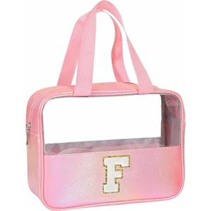 Coolgaga Beauty Case da Viaggio Trasparente, Trousse Trucchi Donna, Borsa da Toilette in PU-PVC, Borse da Viaggio Impermeabile, Borsa Cosmetici Regalo Compleanno Natale Ideale per Donne Ragazze Amic Rosa F