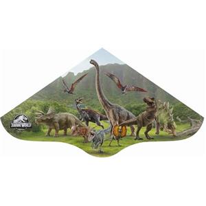 Günther Flugspiele 1280 - Aquilone monofilo Jurassic World Escape, ca. 98 x 53 cm, aquilone per bambini in robusta pellicola in PE, per bambini dai 4 anni in su, con maniglia e cordino inclusi