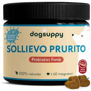 DogSuppy Sollievo Prurito Probiotici per Cani - Ferma Prurito, Grattamento, Leccamento delle Zampe, Allevia Allergie e Lieviti, 100% Naturale, Sostiene Intestino e Immunità, Carne Bovina