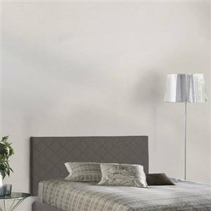 Talamo Italia - Letto piazza e mezza Cleo, Testata in ecopelle a muro, 100% Made in Italy, adatta a letto da una piazza e mezza, Cm 130x60, Tortora