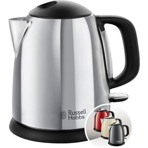 Russell Hobbs Bollitore Elettrico Compatto 1 L in Acciaio Inossidabile, Spegnimento Automatico, Filtro Anticalcare Rimovibile, Base Girevole 360°, Design Salvaspazio - Victory 24990-70