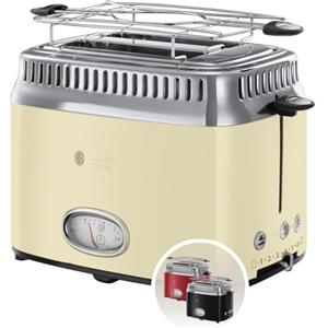 Russell Hobbs Tostapane Retro 2 Fette, Toast e Panini Farciti, 1300 W, Funzione Lift & Look, Riscalda e Scongela, Design Crema - 21682-56