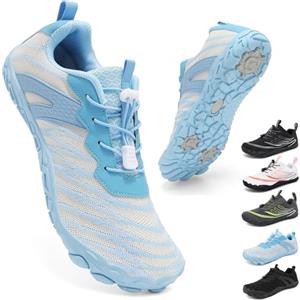 ZDQ Barefoot Shoes Uomo Donna Minimaliste Punta Larga Scarpe da Palestra Transpiranti Leggere Morbide Sneakers con Antiscivolo Suola Zero Drop Blu 37 EU