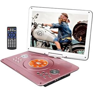 YOOHOO 14" Portable DVD Player with Remore Controller Batteria Ricaricabile ad Alta Risoluzione Schermo di Grandi Dimensioni Lettore DVD per Auto (Gold)