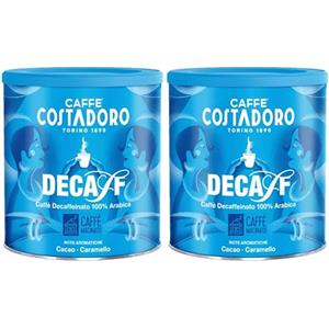 CAFFE' COSTADORO Costadoro Decaffeinato Macinato per Moka, 100% Arabica, 2 Latte Richiudibili da 250gr Cad, Pregiata Miscela Aromatica e Bilanciata, Qualità Superiore Made in Italy