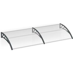 Aufun 300 x 100 cm Pensilina Tettoia per Porta Balcone Esterno Tenda da Veranda Modulabile Polipropilene Pensilina, Supporto Grigio