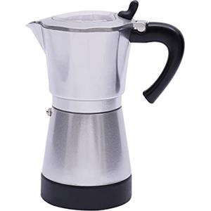 PHOYUXM Moka Pot, 480 W, 300 ml, caffettiera elettrica con base per 6 tazzine da caffè, bocchetta per caffè espresso rimovibile, per 1-6 persone (argento)