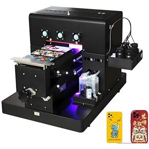 PEIXU UV Stampante Multifunzione A4 a Getto D'inchiostro 16,5x30CM - Semiautomatico Flatbed per PVC, Metallo, Legno - Colori Inkjet, Nero, USB 2.0