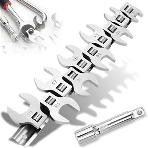 Vulevirtue 10 Pezzi Chiavi a Forchetta Metriche a Forma di Piede di Gallina,Set di Chiavi Dinamometriche da 10 a 19 mm,Chiave Piedi Chiave a Tubo,Con Organizer a Clip,per Riparazione Dell'Aria Condizionata