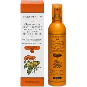 L'Erbolario Olio Solare Elasticizzante Con Calendula Jojoba & Mallo Di Noce Spf 6 100 ML