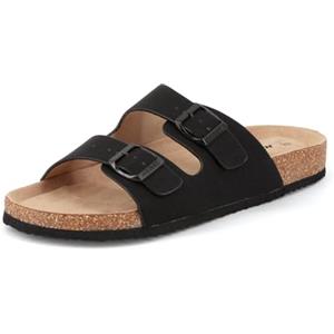 JOMIX Sandali Estivi da Uomo Pantofole Basse Eleganti e Confortevoli Ciabatte da Spiaggia Cuoio di Suola Sughero SU2434 Nero 46