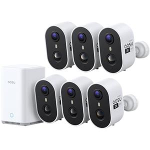 aosu Cámara de Vigilancia 2K Exterior e Interior Kit 6 Cámaras con Aosubase 2.0 Sin Suscripción 32GB Almacenamiento Local Cámara Inalámbrica Sensor PIR Alarma Luz Audio Bidireccional Visión Nocturna