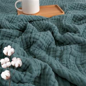 Generisch Coperta in 100% mussola di cotone per adulti, morbida, leggera, traspirante, estiva, rinfrescante, per divano, decorazione per tutte le stagioni, verde, 130 x 150 cm