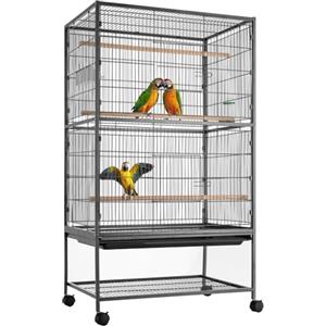 BAKAJI Voliera XL per Uccelli Pappagalli Canarini Parrocchetti 135 x 78 x 52 cm Gabbia Grande in Metallo Bird House Cassetto Estraibile per la Sabbia, Altezza 135 cm