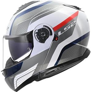 LS2, Casco Moto Modulare STROBE II MONZA White Blue Red, XS