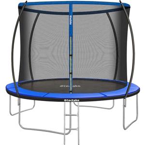 tectake® Trampolino Elastico per Bambini e Adulti Ø 244/305/366 cm, Certificato GS, Tappeto Sport Resistente agli Strappi, Rete di Sicurezza Bambini, Scaletta, Struttura in Acciaio, Bordo Imbottito