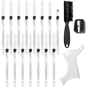Eniyou 15 Pezzi Matita Da Parrucchiere Bianca Pennarello Da Parrucchiere Bianco Utilizzato Per Delineare L'attaccatura Dei Capelli E Modellare La Barba Con 1 Temperamatite 1 Righellobarba 1 Spazzolabarba
