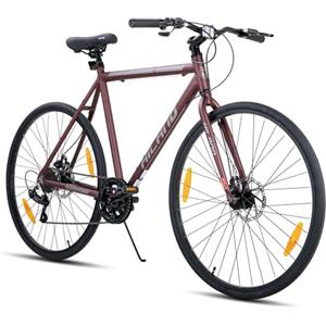 HH HILAND Hiland 700C - Bicicletta da corsa da uomo e donna, telaio in alluminio, 7 marce, con freni a doppio disco, altezza telaio 530 mm, bicicletta da strada da 28 pollici, colore: rosso