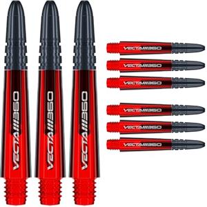 WINMAU Asta del dardo - Vecta Policarbonato Steli di Freccette - 1 Set per Confezione (3 Freccette Aste in Totale) - Accessori Professionali per Freccette - Rosso & Nero Blade360 Aste Corte