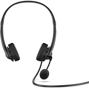HP G2 Cuffie Stereo Cablate, Connessione USB-A, Comandi Integrati nel Cavo, Microfono Ripiegabile e Archetto Regolabile, Imbottitura in Ecopelle, Riduzione del rumore e Funzione Silenziamento, Nero