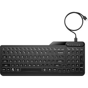 HP 400 Tastiera Cablata, Connessione tramite USB-C e con Adattatore USB-A, Qwerty, 12 Tasti Programmabili, Retroilluminazione, Compatibile con Windows 10 e 11, Chrome OS, MacOS, Nera