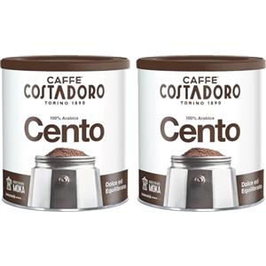 CAFFE' COSTADORO Costadoro Cento Macinato per Moka e Filtro, 100% Arabica dal Gusto Dolce ed Equilibrato, 2 Latte Richiudibili da 250 gr Cad, Qualità Superiore Made in Italy