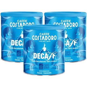 CAFFE' COSTADORO Costadoro Decaffeinato Macinato per Moka, 100% Arabica, 3 Latte Richiudibili da 250gr Cad, Pregiata Miscela Aromatica e Bilanciata, Qualità Superiore Made in Italy